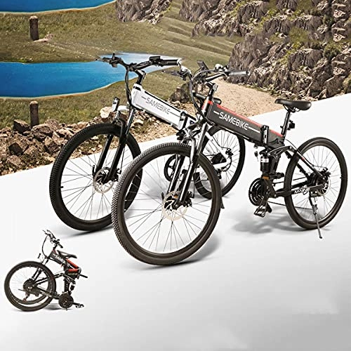 Bicicleta de montaña eléctrica plegables : CHEIRS Bicicleta de montaña eléctrica Plegable de 26 Pulgadas Bicicleta de montaña 500W 48V / 10Ah Batería de Litio, Bicicleta Mixta para Adultos, para Ejercicio en Bicicleta al Aire Libre, Black