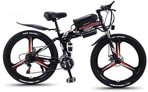 Bicicleta de montaña eléctrica plegables : CXY-JOEL 26 '' Bicicleta Elctrica Bicicleta de Montaa Plegable para Adultos 36V 350W 13Ah Batera Extrable de Iones de Litio E-Bike Fat Tire Doble Disco Frenos Luz Led (Negro)