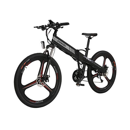 Bicicleta de montaña eléctrica plegables : CYYC 48V 10Ah Batería De Litio Aleación De Aluminio Bicicleta Eléctrica Todoterreno Velocidad Variable Bicicleta Eléctrica Bicicleta De Montaña 400W Motor-Negro