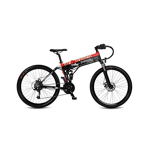 Bicicleta de montaña eléctrica plegables : CYYC Velocidad Variable Plegable Impulso Bicicleta Elctrica Bicicleta De Montaa 48V10Ah Sigilo Batera De Litio 400W Motor-Negro Rojo