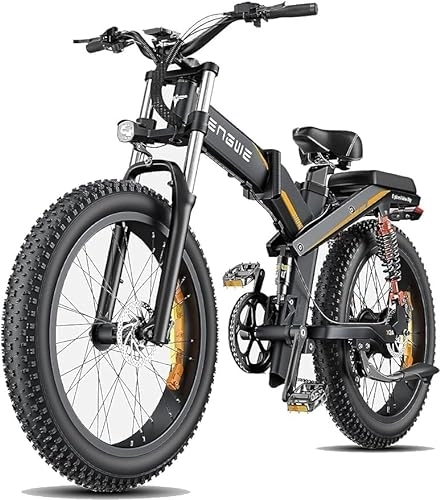 Bicicleta de montaña eléctrica plegables : ENGWE X24 Bicicleta eléctrica plegable para adultos – Batería 29, 2 Ah larga autonomía 150 KM, 24 pulgadas Fat Tire All Terrain E-bike, Shimano 8 engranajes, triple suspensión