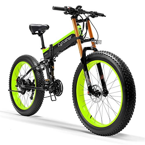 Bicicleta de montaña eléctrica plegables : Extrbici Bicicleta Plegable elctrica Fat-Bike Hombres Adultos Off-Road Deportes al Aire Libre 1000W 48V 12.8AH 27S XF690 (Verde Negro)