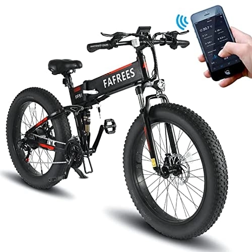 Bicicleta de montaña eléctrica plegables : Fafrees FF91 Electric Bike Bicicleta de montaña eléctrica plegable con batería extraíble de 10 Ah Negro