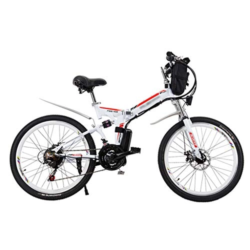 Bicicleta de montaña eléctrica plegables : FFF-HAT Bicicleta eléctrica Plegable para Adultos Bicicleta eléctrica de 24 Pulgadas / Bicicleta eléctrica de cercanías Batería 48V10AH Bicicleta de montaña Blanca