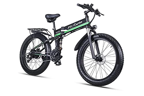 Bicicleta de montaña eléctrica plegables : Ficyacto Bicicletas eléctricas, 26 Pulgadas Bicicleta electrica Plegable, Shimano21Vel, Batería Litio 48V 12.8Ah Adultos Unisex Bici eléctrica