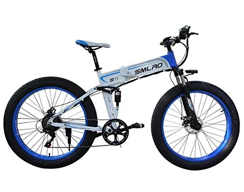Bicicleta de montaña eléctrica plegables : Fslt 1000W Motor 14AHBatera 26 Pulgadas Fat Tire Bicicleta elctrica Bicicleta elctrica-1000W_14AH_White