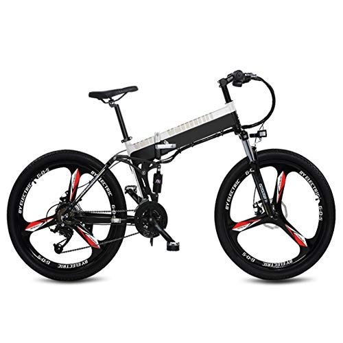 Bicicleta de montaña eléctrica plegables : FZYE 26 Pulgada Plegable Bicicleta Eléctrica, Rueda aleación magnesio 27 velocidades Bicicletas Horquilla amortiguadora Bike Deportes Aire Libre, Gris