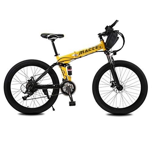 Bicicleta de montaña eléctrica plegables : GJJSZ Bicicleta de montaña eléctrica Mejorada, Bicicleta eléctrica de 250 W 26''con batería extraíble de Iones de Litio de 36 V 12 AH, Palanca de Cambios de 21 velocidades, con una Bolsa