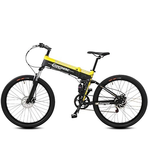 Bicicleta de montaña eléctrica plegables : GTYW, Eléctrico, Plegable, Bicicleta, Montaña, Bicicleta, Ciclomotor Adulto, 70KM Y 1W Km Carga Gratis Dos Versiones, Yellow-10000km