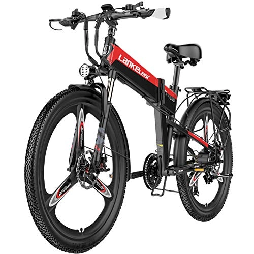 Bicicleta de montaña eléctrica plegables : HAOYF Bicicleta De Montaña Eléctrica, 400W 26 '' Bicicleta Eléctrica Profesional Plegable con Batería Extraíble De 48V 10Ah De Iones De Litio, 21 Shifter E-Bike para Adultos, Rojo
