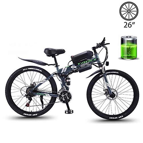 Bicicleta de montaña eléctrica plegables : HSART Bicicleta Montaa Elctrica para Adultos con 350W Batera Iones Litio 36V 13AH 26 Pulgadas MTB para Viajes Aire Libre (Negro)