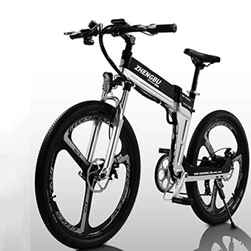 Bicicleta de montaña eléctrica plegables : Hxl Bicicleta elctrica Plegable Hombres Mountain Ebike 7 Velocidades 26 Pulgadas Fat Tire Ebike Batera de Litio extrable Pedales de Bicicleta de Carretera Bicicleta de Nieve, Negro