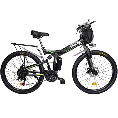 Bicicleta de montaña eléctrica plegables : Hyuhome Bicicleta eléctrica plegable para adultos, bicicletas eléctricas plegables para hombres MTB Dirtbike, bicicleta de ciudad eléctrica plegable de 26 pulgadas 48V 10Ah (negro)