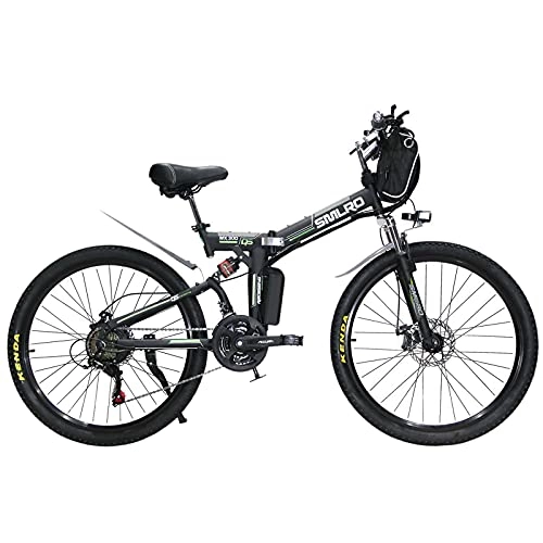 Bicicleta de montaña eléctrica plegables : Hyuhome Ebikes para Adultos, Bicicleta Plegable eléctrica MTB Dirtbike, 26" diseño Impermeable 48V 10Ah 350W IP54, fácil Almacenamiento Plegables Bicicletas eléctricas para Hombres, Negro