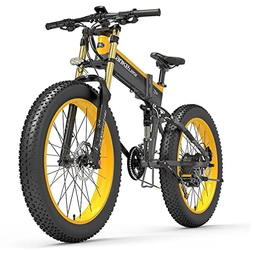 Bicicleta de montaña eléctrica plegables : iRonsnow Lankeleisi bicicleta eléctrica plegable bicicleta eléctrica - 27 velocidades edición deportiva Ebike - 48V 14.5Ah / 17.5Ah batería de litio E-Bike - Neumático gordo 26" y HDB
