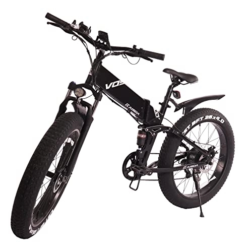 Bicicleta de montaña eléctrica plegables : K3 - FatBIKE Bicicleta Eléctrica Plegable con 48V10 AH con Neumáticos Todo Terreno de 20"×4.0" para Montaña, 7 Marchas Shimano, Cable Impermeable, con Soporte para Teléfono móvil