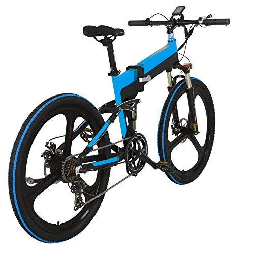 Bicicleta de montaña eléctrica plegables : Lanceasy Bicicleta eléctrica plegable de 400 W con medidor LCD de 5 pulgadas y rueda de 26 pulgadas de aleación de aluminio, 7 velocidades, bicicleta plegable para adultos