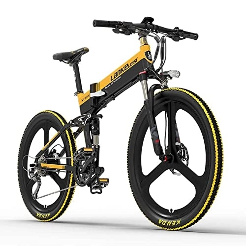Bicicleta de montaña eléctrica plegables : LANKELEISI T750 Bicicleta de montaña eléctrica plegable de 26 pulgadas para adultos, bicicleta eléctrica de 27 velocidades con batería extraíble, versión deportiva