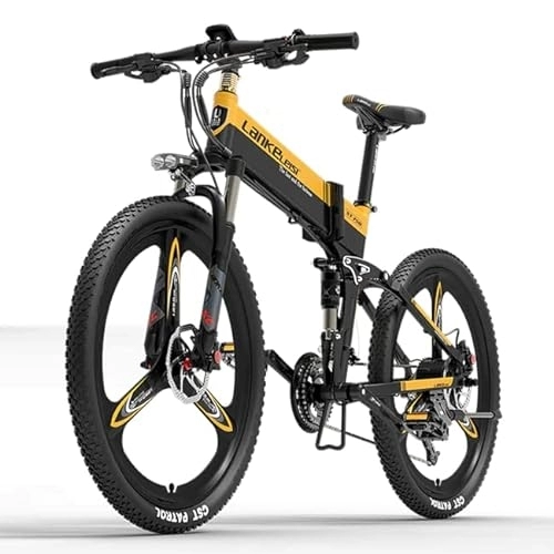 Bicicleta de montaña eléctrica plegables : Lankeleisi XT750 - Versión deportiva (amarillo)