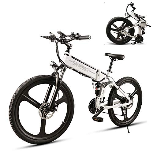 Bicicleta de montaña eléctrica plegables : LCLLXB Bicicleta Elctrica, con 350 W, batera de 48 V, 10, 4 Ah, amortiguacin de Choque Altamente Resistente