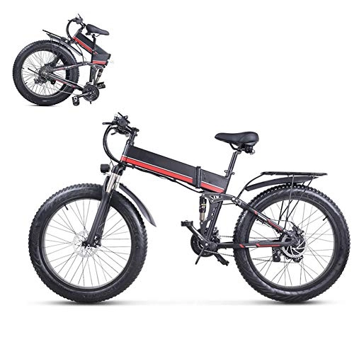 Bicicleta de montaña eléctrica plegables : LCLLXB Bicicleta Electrica Plegables, Motor Bicicleta Plegable 25 km / h, Bici Electricas Adulto con Ruedas de 26", Batería 48V, Asiento Ajustable, sin Pedales