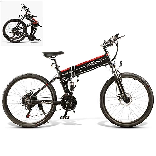Bicicleta de montaña eléctrica plegables : Lhlbgdz Bicicleta eléctrica Plegable 26 Pulgadas Power Assist Bicicleta eléctrica E-Bike 48V 500W Motor, Negro