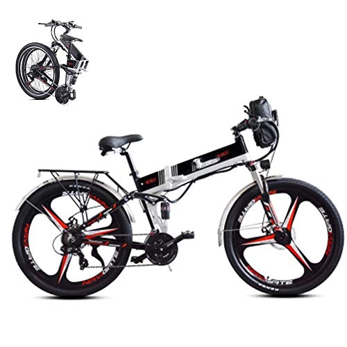Bicicleta de montaña eléctrica plegables : LJYY Bicicleta de montaña eléctrica Plegable para Adultos, 26 Pulgadas Fat Tire Ebike 48V 350W 10.4AH Batería de Litio extraíble Bicicleta eléctrica asistida por Viaje Bicicleta Plegable MTB Fren