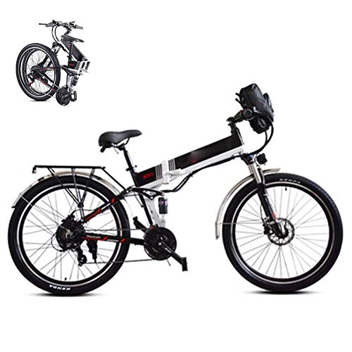 Bicicleta de montaña eléctrica plegables : LJYY Bicicleta eléctrica Plegable, Bicicleta de montaña de 26 Pulgadas para Adultos, neumático Gordo Ebike 48V 350W 10.4AH Batería de Litio extraíble Bicicleta eléctrica asistida por Viaje Bicicl