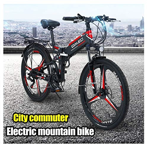 Bicicleta de montaña eléctrica plegables : LYRWISHJD Suspensión Plegable Montaña Bicicleta Eléctrica Prima Completa con Las Bicis 48V 10Ah Batería Extraíble Montaña Bicicleta Eléctrica 300W Eléctrico Urbano For Adultos