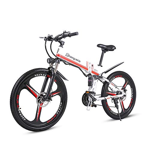 Bicicleta de montaña eléctrica plegables : M80 Bicicleta electrica 48V250W S-h-i-m-a-n-o 21 EBike portátil Plegable para desplazamientos y Ocio Suspensión Delantera Delantera Asistente de Pedal Bicicleta Unisex (Blanco)