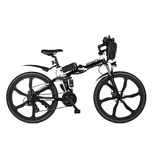 Bicicleta de montaña eléctrica plegables : Myatu Bicicleta de montaña eléctrica de 26 pulgadas, bicicleta plegable para mujer y hombre con batería de iones de litio de 36 V, 10, 4 Ah, Shimano 21 marchas, 250 W (negro)