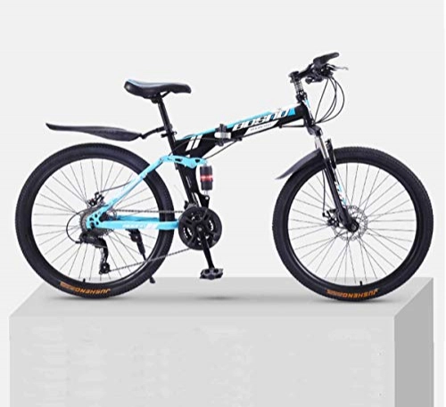 Bicicleta de montaña eléctrica plegables : MYMGG Bicicleta de Carretera de Acero al Carbono de 20 Pulgadas, 21 velocidades (24 velocidades, 27 velocidades, 30 velocidades) Freno de Disco Doble, Azul, 21speed