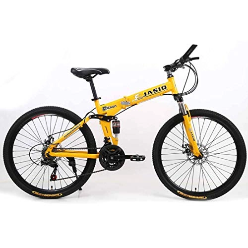Bicicleta de montaña eléctrica plegables : MYMGG Bicicleta De Montaña Plegable Bicicleta De Montaña 21 Velocidades (24 Velocidades, 27 Velocidades) Frenos De Disco, Amarillo, 27 speeds