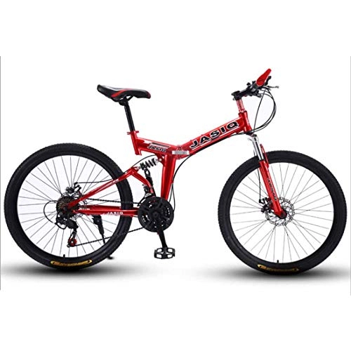 Bicicleta de montaña eléctrica plegables : MYMGG Bicicleta De Montaña Ruedas De 24 Pulgadas 21 Velocidades (24 Velocidades, 27 Velocidades) Unisex Adulto Bicicleta Plegable, Rojo, 24 speeds