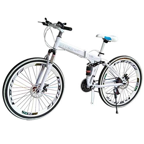 Bicicleta de montaña eléctrica plegables : MYMGG Bicicletas De Montaa Velocidad 21 (24 Velocidades, 27 Velocidades) Bicicleta De Carretera Bicicleta De Carretera Bicicleta Doble Freno De Disco, White, 24speed