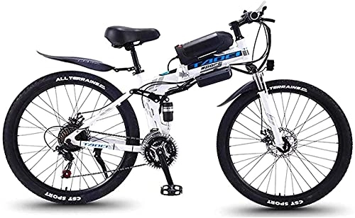 Bicicleta de montaña eléctrica plegables : N&I Fast Electric Bikes for Adults Folding Electric Mountain Bike 350W Snow Bikes Removable 36V 8AH Lithium-Ion Battery for Adult Premium Full Suspension 26 inch Electric Bicycle Li
