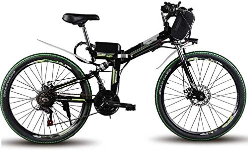 Bicicleta de montaña eléctrica plegables : RVTYR Montaña Pulgadas de Bicicletas de Caminar 60 Km 35 Km / H Bicicleta Plegable eléctrica de 500 W de Potencia del Motor de Doble Choque E-Bici, Negro, 24 Bicicleta electrica montaña