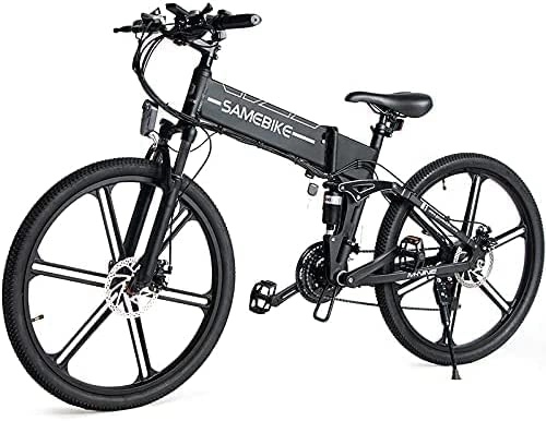 Bicicleta de montaña eléctrica plegables : SAMEBIKE Bicicleta eléctrica 26" Bicicleta Montaña Plegable Ebike 48V / 10, 4Ah Batería Shimano 21 Vel Pedal Assist Instrumento a Color TFT Adultos Urbana