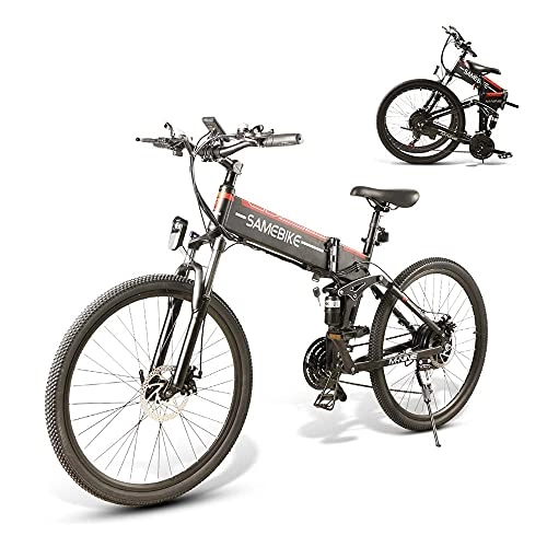 Bicicleta de montaña eléctrica plegables : SAMEBIKE de 26 Pulgadas Bicicletas eléctricas Plegables Ebike Mountain Bicicletas eléctricas con 48V 10Ah extraíble batería de Iones de Litio para Adultos