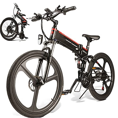 Bicicleta de montaña eléctrica plegables : SUNWEII Bicicleta Electrica Plegable Urbana EBIKE 500W Bicicleta Montaña Adulto Bicicleta Electrica Plegable 26", Batería Litio 48V 10Ah Adultos Unisex, Black500W