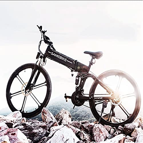 Bicicleta de montaña eléctrica plegables : SUNWEII Bicicletas Eléctricas Plegables Mountain Bike Motor de 500W con Batería Extraíble de 48V 10 Ah Bicicletas Electricas de Montaña E-Bike, 26" Bicicleta Eléctrica Urbana Adulto Unisex, Black