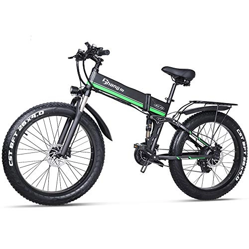 Bicicleta de montaña eléctrica plegables : SYXZ Bicicletas eléctricas de 26"para Adultos, 48V 1000W 12.8Ah Batería de Iones de Litio extraíble Bicicleta de montaña Plegable, Negro