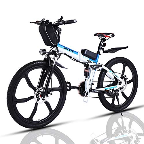 Bicicleta de montaña eléctrica plegables : VIVI Bicicleta Electrica Plegable 250W Bicicleta Eléctrica Montaña, Bicicleta Montaña Adulto Bicicleta Electrica Plegable con Rueda Integrada de 26", Batería de, 25 km / h Velocidad MÁX