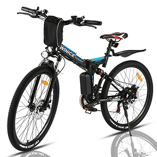 Bicicleta de montaña eléctrica plegables : VIVI Bicicleta Electrica Plegable 350W Bicicleta Eléctrica Montaña, Bicicleta Montaña Adulto Bicicleta Electrica Plegable 26", Batería de 8 Ah, 32 km / h Velocidad MÁX (Azul)