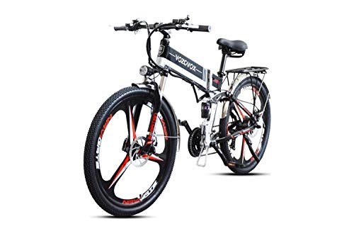 Bicicleta de montaña eléctrica plegables : VOZCVOX Bicicleta Eléctrica De Montaña Plegable 250W Ebike 26 Pulgadas con Batería Extraíble De 10.4Ah, Suspensión Doble, Shimano 21 Vel