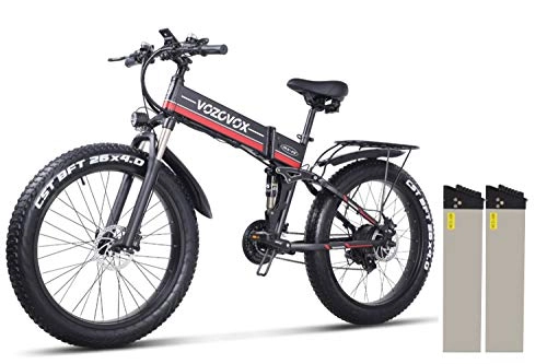 Bicicleta de montaña eléctrica plegables : VOZCVOX Bicicleta Eléctrica Plegables, Bici Electricas Adulto con Ruedas de 26", Asiento Ajustable, con Pedales