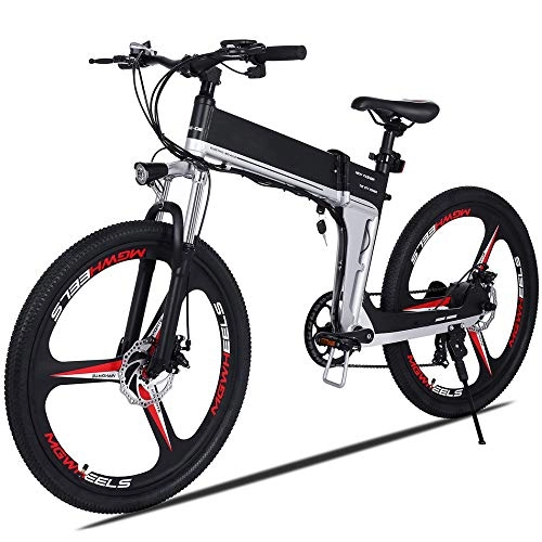 Bicicleta de montaña eléctrica plegables : Wheel-hy Bicicleta eléctrica eléctrica de 26 Pulgadas, Bicicleta de montaña, 21 velocidades, 48V y 10, 4 A, batería de Litio para Adultos