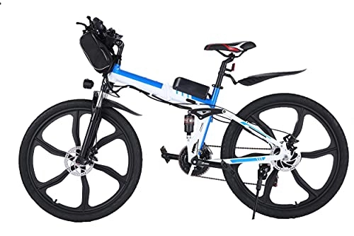 Bicicleta de montaña eléctrica plegables : WIND SPEED Bici Electrica Plegable E-Bike 26 Pulgadas con Batería de 36V 8Ah, 21 Velocidades Bicicleta de Montaña Eléctrica Adultos