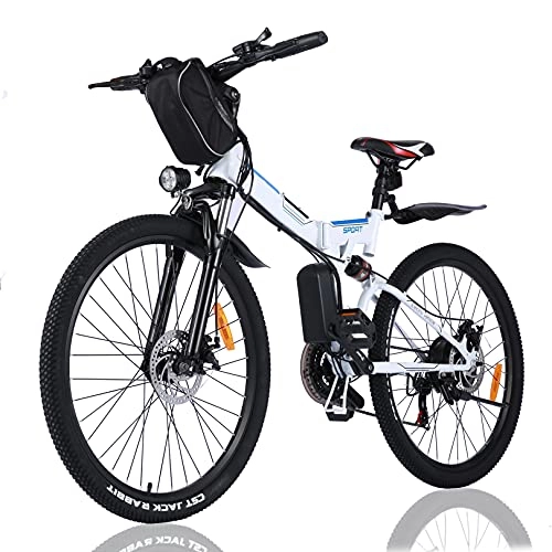 Bicicleta de montaña eléctrica plegables : Winice Bicicleta Eléctrica Bicicleta Plegable de 26 Pulgadas, Bicicleta de Montaña Eléctrica para Mujeres y Hombres con Batería de Litio Extraíble de 36 v 8 Ah, Shimano de 21 Velocidades