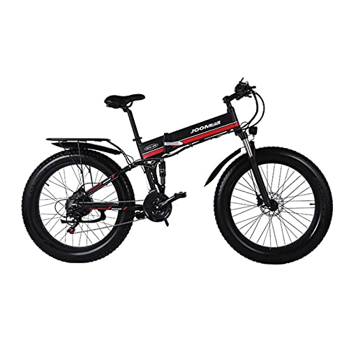 Bicicleta de montaña eléctrica plegables : WZW MX-01 montaña Bicicleta Electrica 1000W 20 Pulgadas 4.0 Gordo Neumático Plegable Nieve Bicicleta eléctrica 48 V / 12, 8 Ah Retirable Litio Batería Electrónico Bicicleta (Color : Rojo, tamaño : 1b)